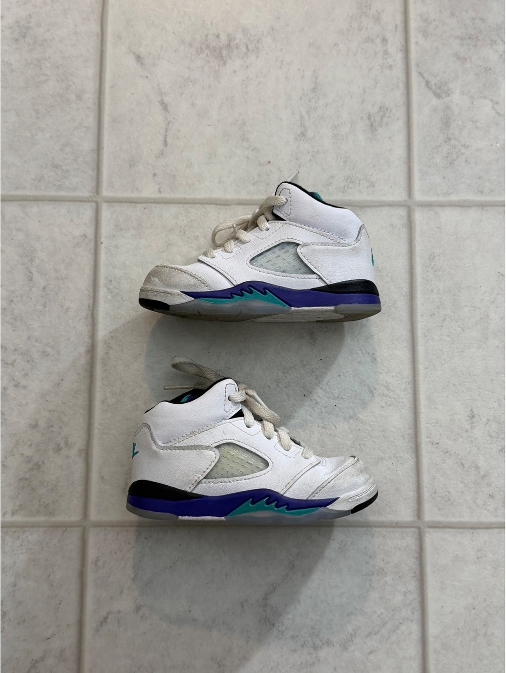 Nike white purple and teal sneakers